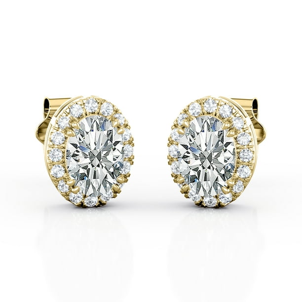 Details about  / 2.00 Ct Round Cut Solitaire Diamond Earring 14K Solid Yellow Gold 6 Prong Stud